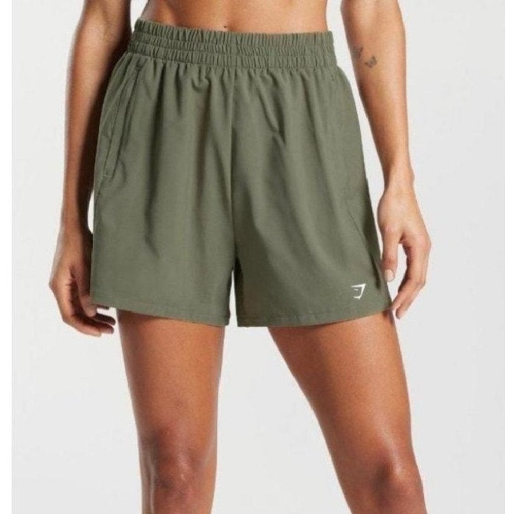 Gymshark Training Loose Fit Shorts Olive Green Womens Small Athletic Gym Workout